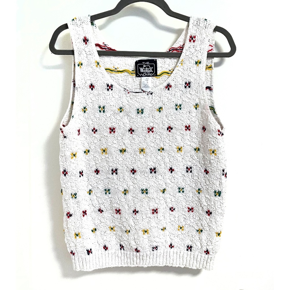 Vintage Woolrich Woman White Cotton Sleeveless Sweater charming